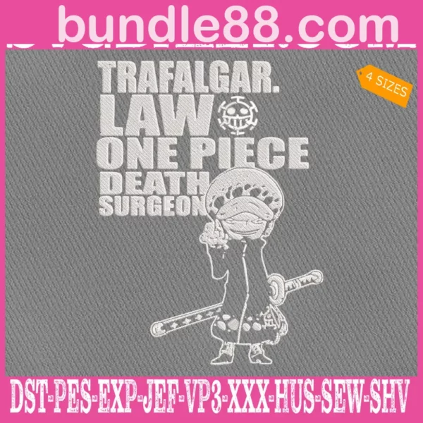 Trafalgar D Law One Piece Death Surgeon Embroidery Design