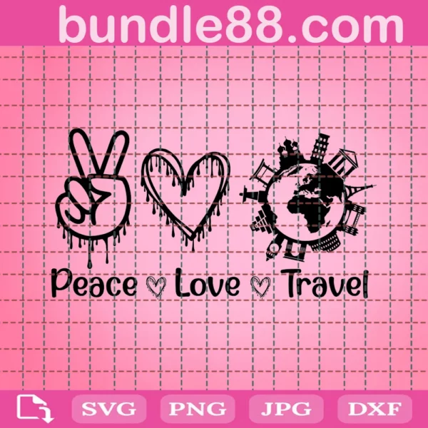Travel Svg, Peace Love Travel Svg
