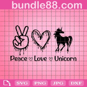Unicorn Svg, Peace Love Unicorn Svg