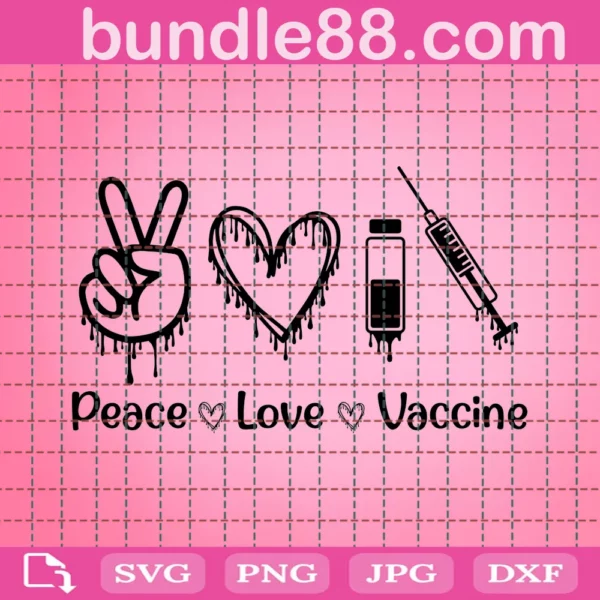 Vaccine Svg, Peace Love Vaccine Svg