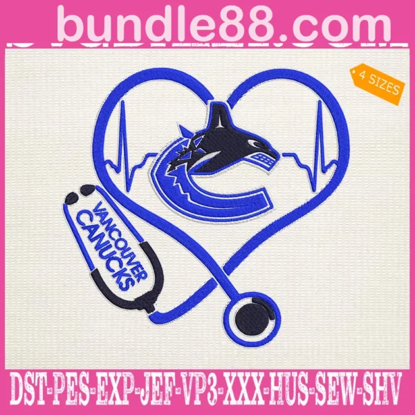 Vancouver Canucks Heart Stethoscope Embroidery Files