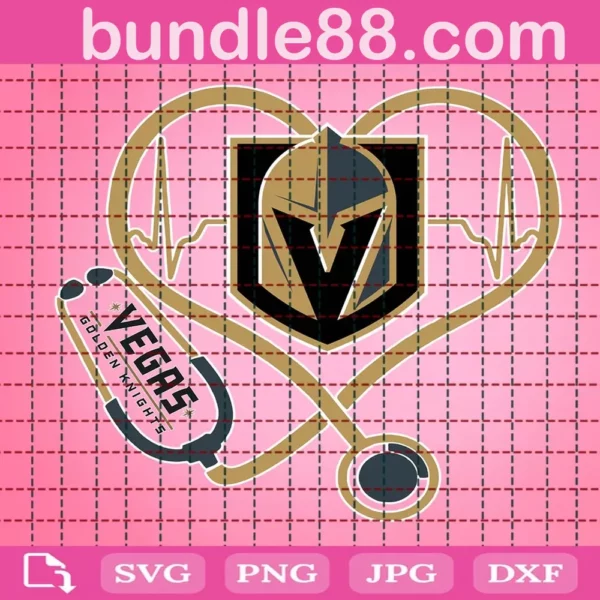 Vegas Golden Knights Heart Stethoscope Svg