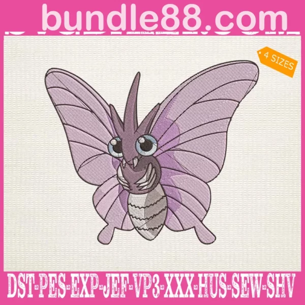 Venomoth Pokemon Embroidery Design