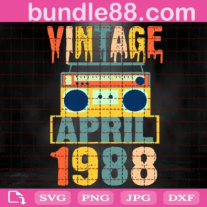 Vintage April 1988 Svg