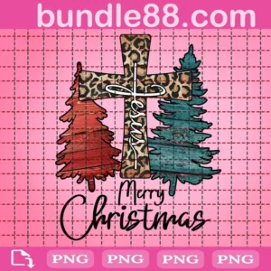Vintage Cross Jesus Merry Christmas Png