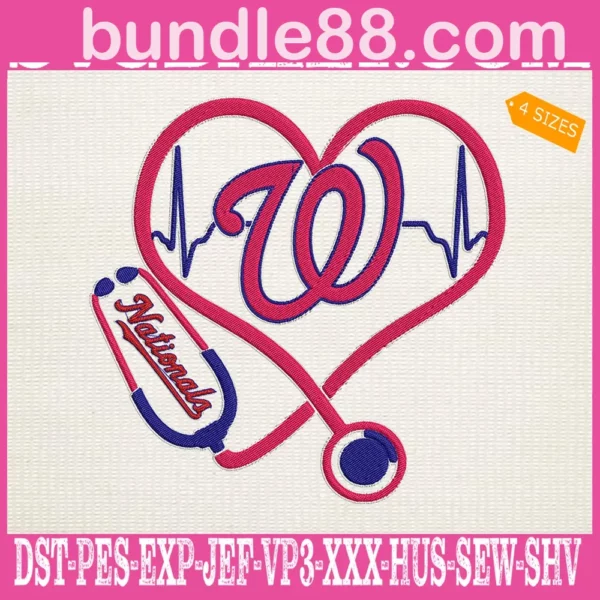 Washington Nationals Nurse Stethoscope Embroidery Files