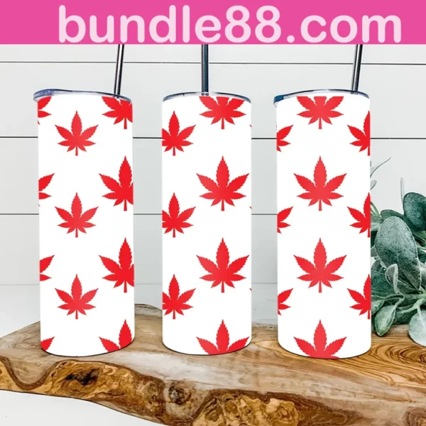 White Red Weed 20oz Tumbler Skinny