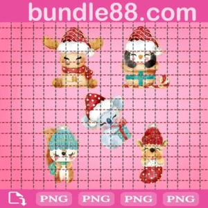 Winter Christmas Animals Bundle Png