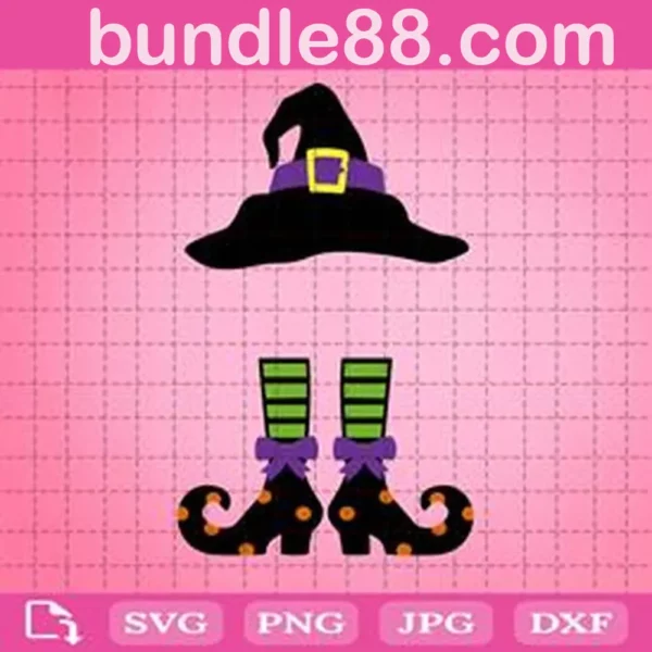 Witch Hat And Shoes Svg