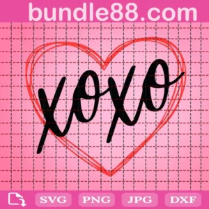 Xoxo Heart Valentines Svg