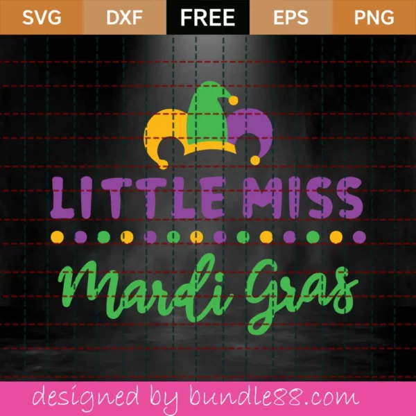 Little Miss Mardi Gras, Free Svg Files For Cricut Invert