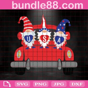 4Th Of July Gnome Clipart, Layered Svg Files Invert