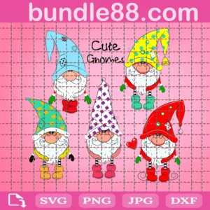 Cute Gnome Clipart, Svg Png Dxf Eps Cricut Files