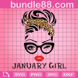 Leopard January Girl Clipart Happy Birthday, Downloadable Files