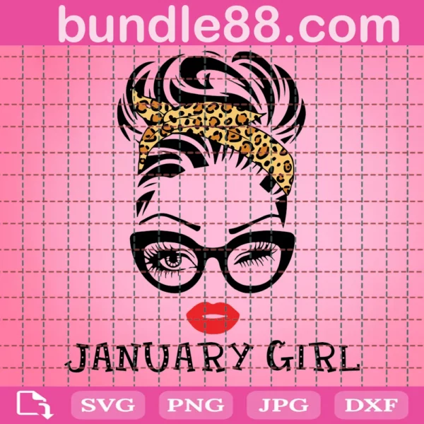 Leopard January Girl Clipart Happy Birthday, Downloadable Files