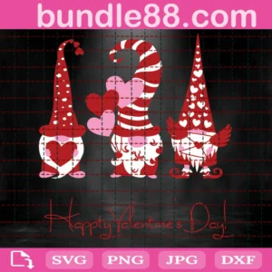 Valentine'S Day Gnome Clipart, Laser Cut Svg Files Invert