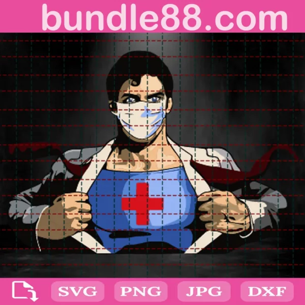 Nurse Clipart Of Superman, Svg Png Dxf Eps Cricut Silhouette Invert