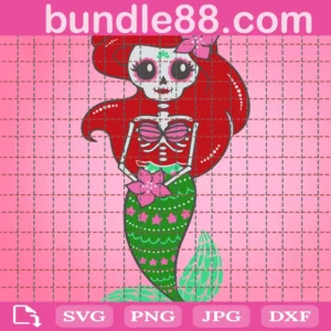 Skull Ariel Mermaid Clipart, Svg Png Dxf Eps Digital Download
