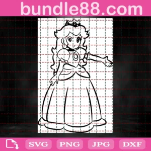 Princess Peach Super Mario Clipart, Laser Cut Svg Files