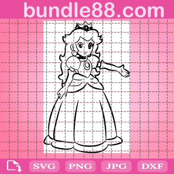 Princess Peach Super Mario Clipart, Laser Cut Svg Files Invert