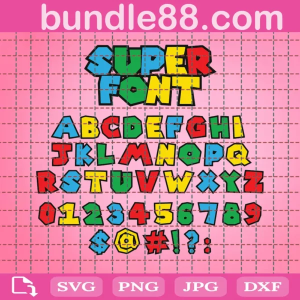 Super Mario Font, Svg Files For Crafting And Diy Projects