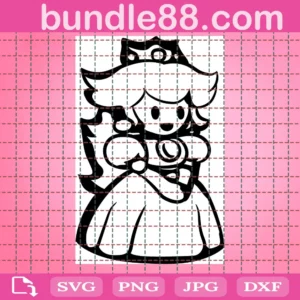 Super Mario Princess Peach Png, Vector Files Invert
